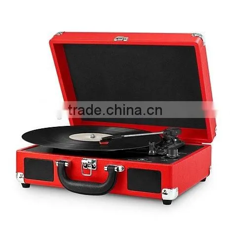 China Portable bluetooth recording turntable player suitcase style with MP3 convert