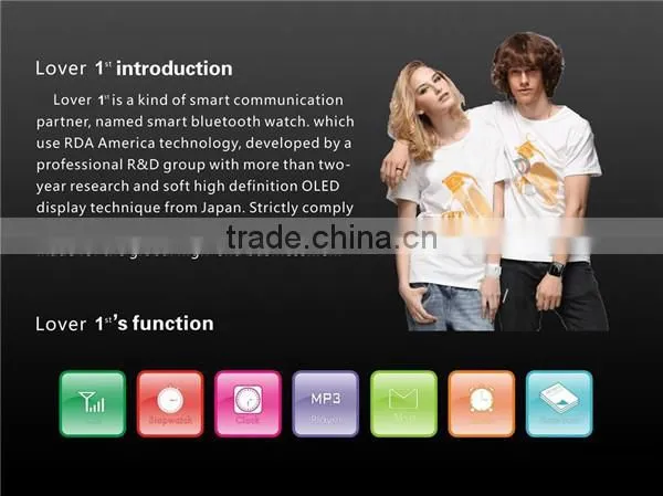 OEM bluetooth watch, Most Fashionable Lovers Watch/Wrist watch / Bluetooth Watch With Vibrate & Caller ID display