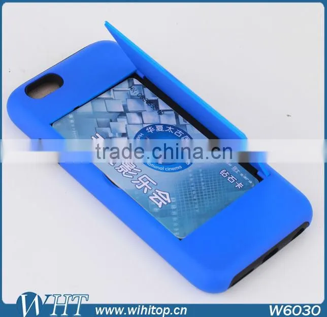 RUGGED IMPACT HYBRID BUILT-IN CARD SLOT STORAGE (PC+TPU) BACK CASE FOR IPHONE 6 PlUS 5.5" (2014 VERSION)