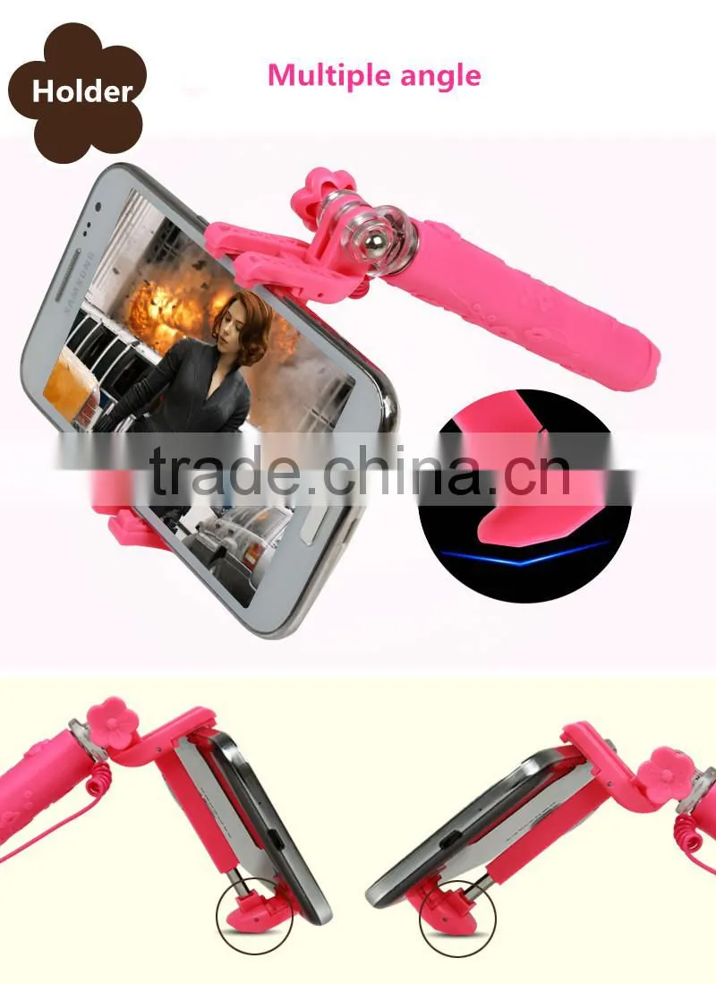 Super Mini 5 Plum Blossom Wired Selfie Stick Secret Garden Flower Selfie Stick For Christmas