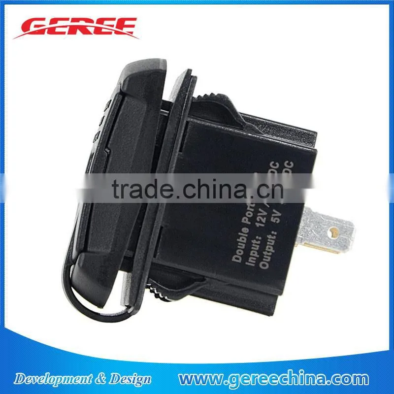 Universal Rocker Style Dual USB Car Charger for iPhone 6 6S Plus Mobile Device, Blue LED Digital Display Voltmeter Monitor