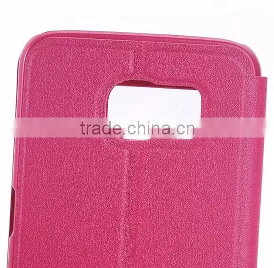 Factory Wholesale Flip Stand Window PU Leather Case For Samsung Galaxy S6