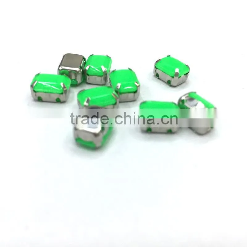 8*10mm octagon acrylic rhinestone metal claws neon green pastel candy bangle diy craft hobby bracet beads sewing on trim garment