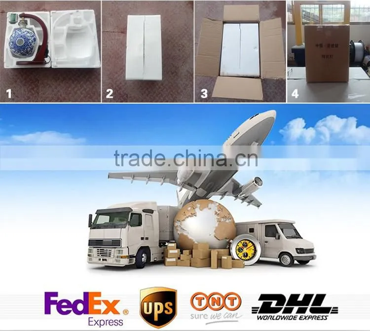 Chinese-made Flower shade modern ceramic energy saving ceiling lamp porcelain wooden light