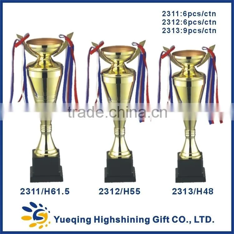 Custom black plastic trophy base gold award trophy golden souvenir 2311 China metal trophy cup craftwork