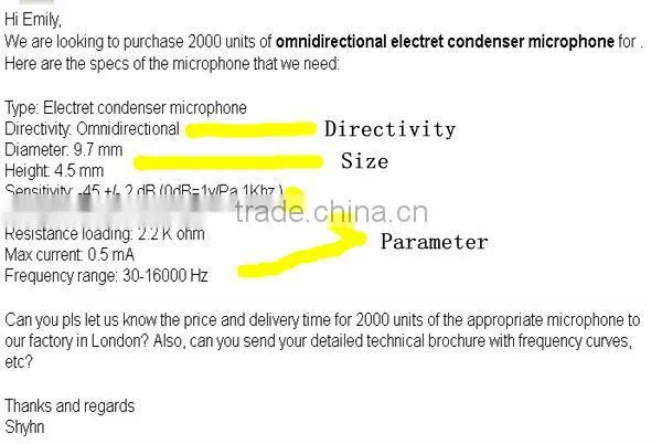 hot sell electret condenser microphone
