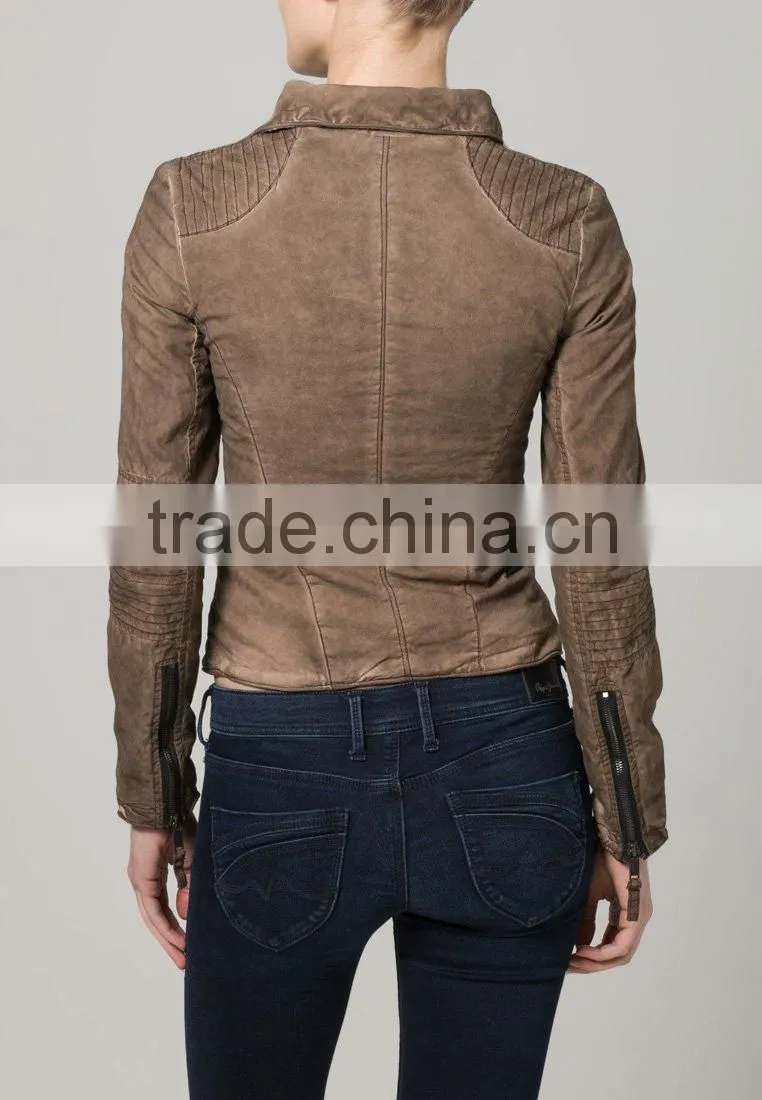 2014 new style! Washed andwater dyed cotton jacket for women