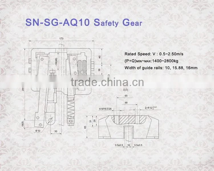 Good quality promotional sell well safety gear for elevator