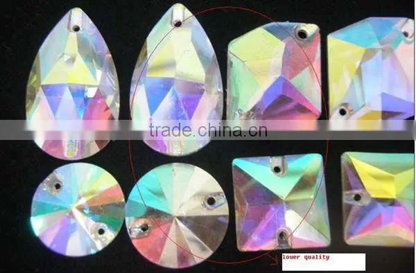 Hot seller wholesale sew-on crystal round shape green,topaz,blue zircon ,sapphire