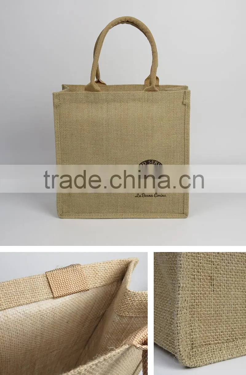 Giveaway Cheap Logo Customized Cotton Jute Bag Jute Shopping Bag