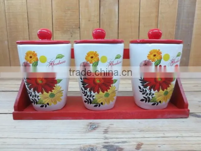 decorative new cosmos ceramic oil and vinegar cruets set