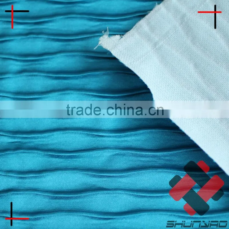 polyester shiny satin fabric crushed laminated with nonwoven