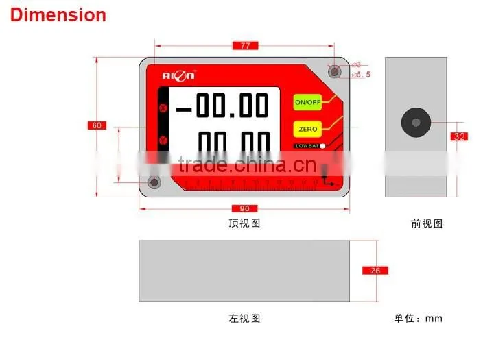 DMI600 Industrial Digital Screen Display 2 Axis Slope Meter With Highly Anti-vibration Performance External/ Inner Power supply