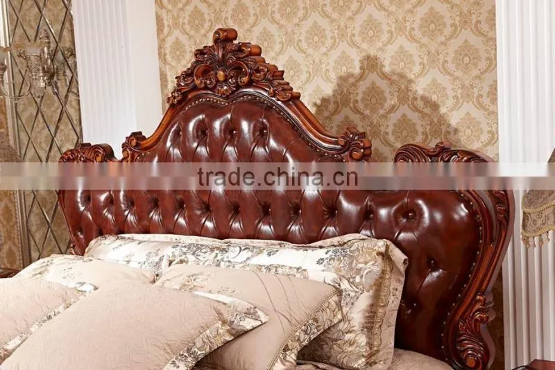 Yumian luxury royal European style oak solid wood bedroom furniture set Bed Bedside table Wardrobe Dressing table Commode