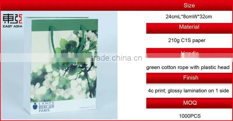 Glossy Flowery Paper Bags for Cosmetics Packing
