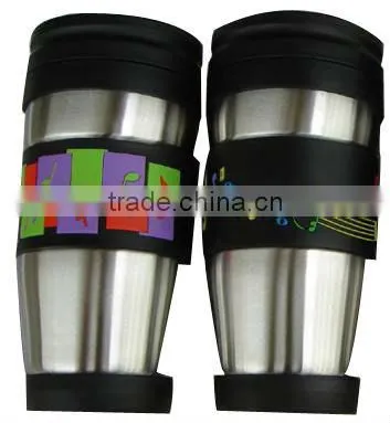 stainless steel thermal mug with plastic lid