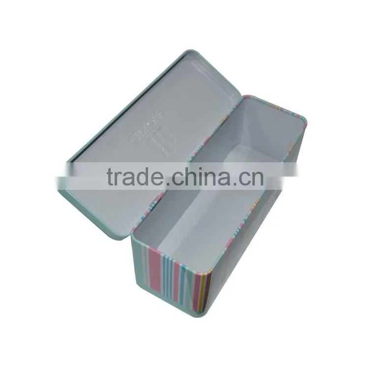 metal pencil tin box/customized pencil tin box/rectangle hinged metal pencil pen tin box