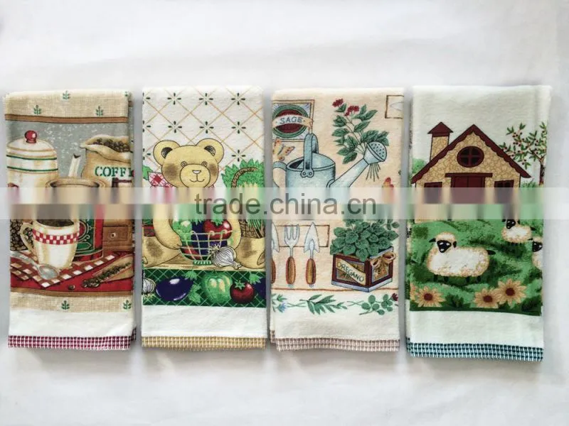 100% cotton kitchen textiles print tea towel with top luxury quality with dobby border alibaba china supplier wholesale ailbaba