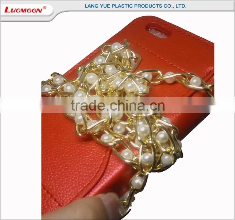 cute wallet flip phone case with chain necklace for Samsung Galaxy Note C S A J E ON edge mini plus 9 8 7 6 5 4 3 2 1