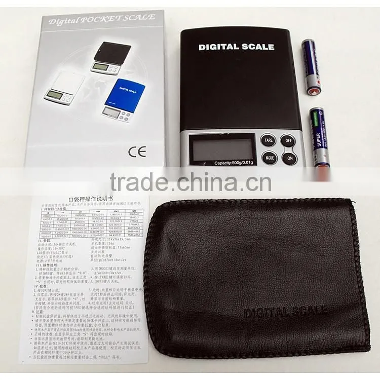 500G LCD Pocket Digital Precision Jewelry Gold Gram Balance Weight Scale