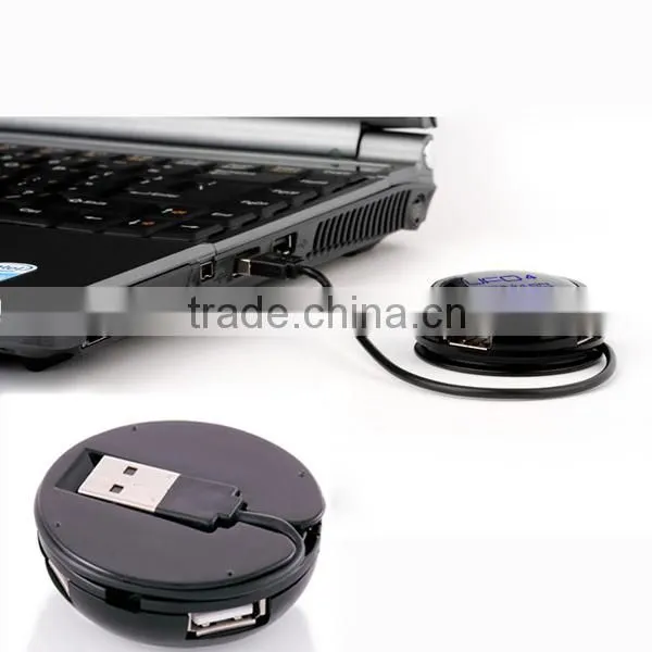 high speed mini 2.0 version portable 3port USB Hub with led back round light