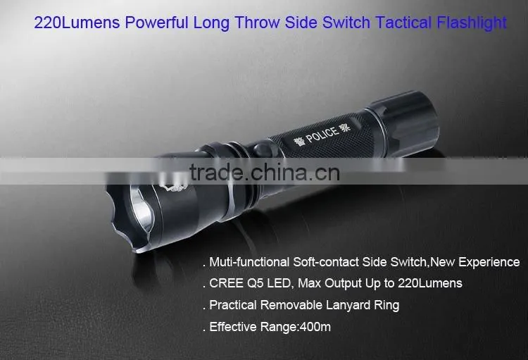 high power high intensity solar Cree Q5 aluminium led flashlight