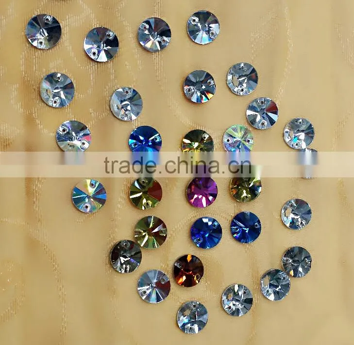 2015 New Fashion Flat Back Round Sew On Stone For Garment