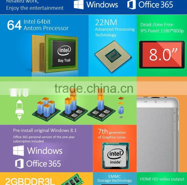 8 inch windows 8 tablet PC with Intel CPU