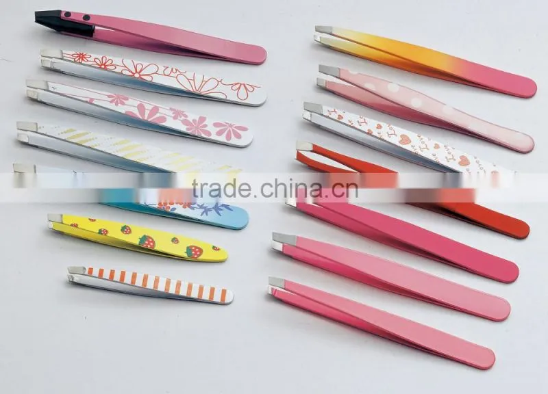 Colorful painting finish silk screen pattern tweezer