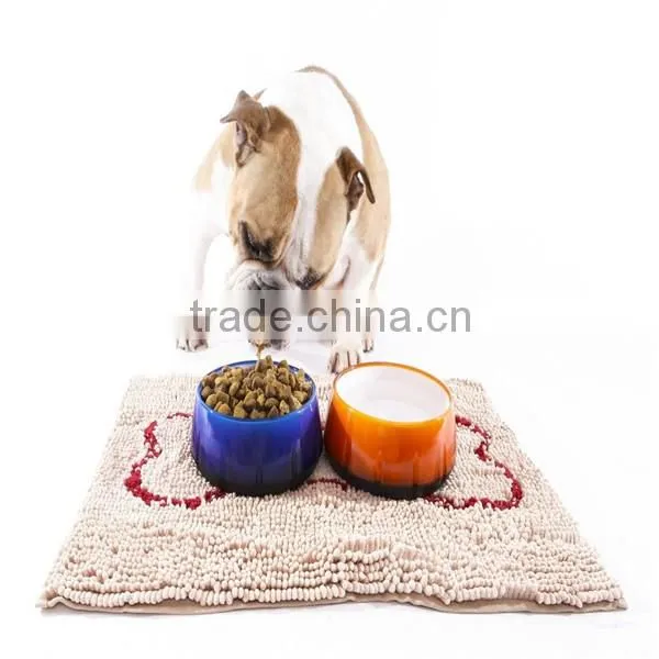80% polyester 20% polyamide chenille microfiber food feeding pet mat