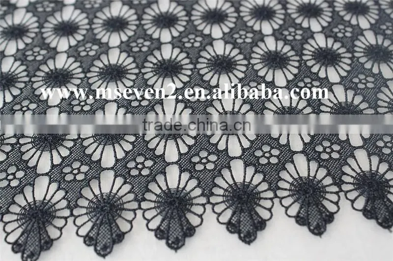 black color 20cm 100% polyester lace trim wholesale flower guipure lace trim bridal lace trim for dress