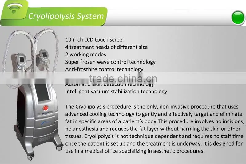 fat freeze belt,4 handles for different body parts,automatic fault detection,emergency stop&heart rate tester