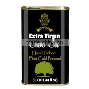 Premium Quality Extra Virgin Olive Oil. Extra Virgin Olive Oil. Pure Natural Extra Virgin Olive Oil. metallic Tin 3L