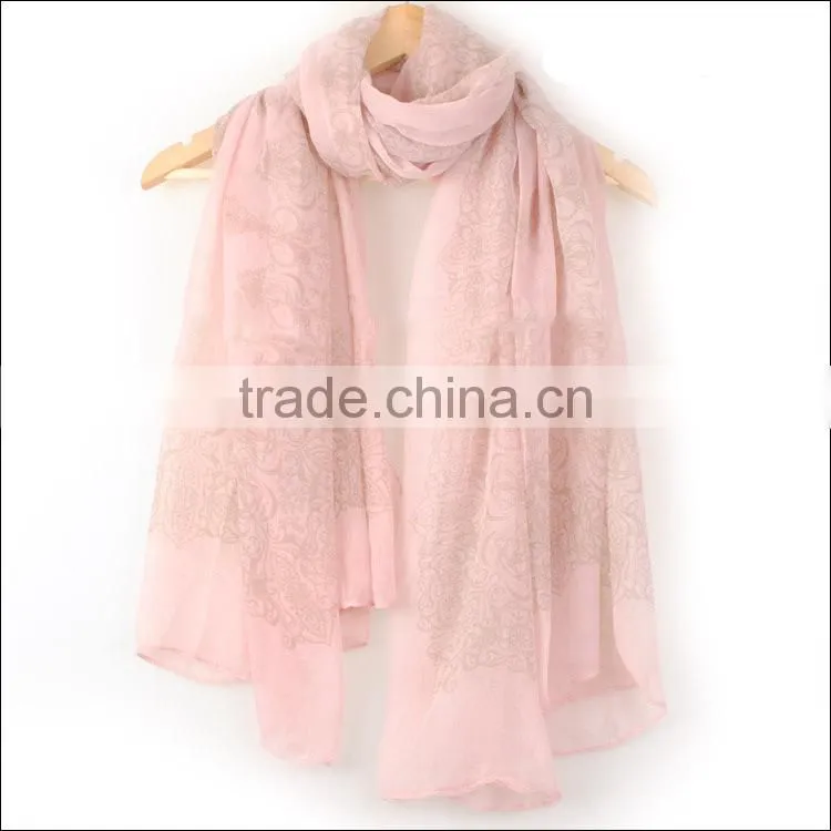 2016 New Fashion Viscose/Velvet Chiffon Scarf (BRZ036-2)