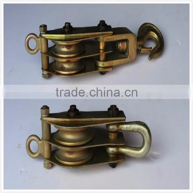 10KN Two Sheave Steel Hoisting Pulley Block for 6mm wire rope