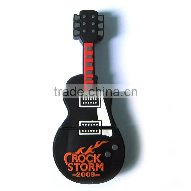 Custom manufacturer of PVC soft rubber fashion cartoon U disk shell creative USB flash drive shell guitar instrument