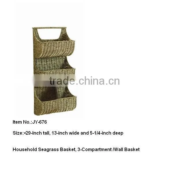 Seagrass weaving basket wall basket with handle