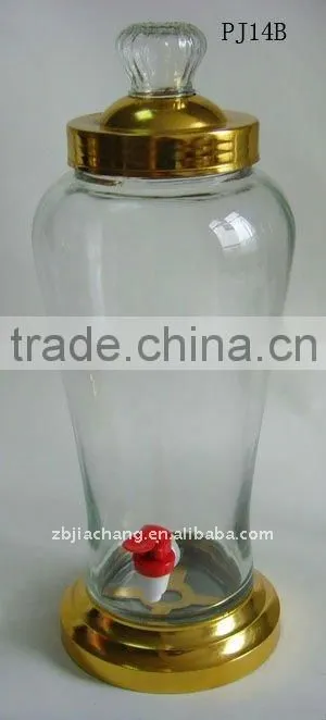 4L glass wine container with metal rack PJ14B