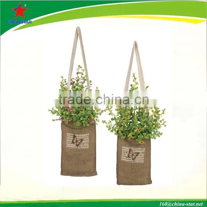 small jute bag for flower arrangement