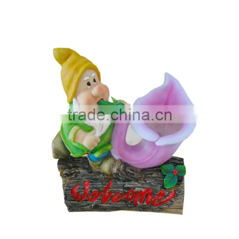 trash can garden gnome figurine