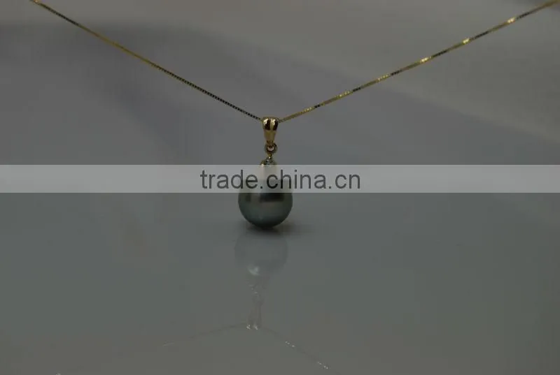 modern 17'' 10-11mm tahitian pearl pendant peacock blue pearl designs necklace