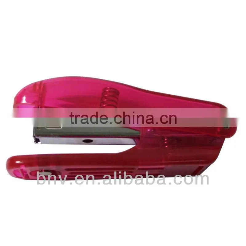 2015 transparent standard desktop plastic clear pink stapler