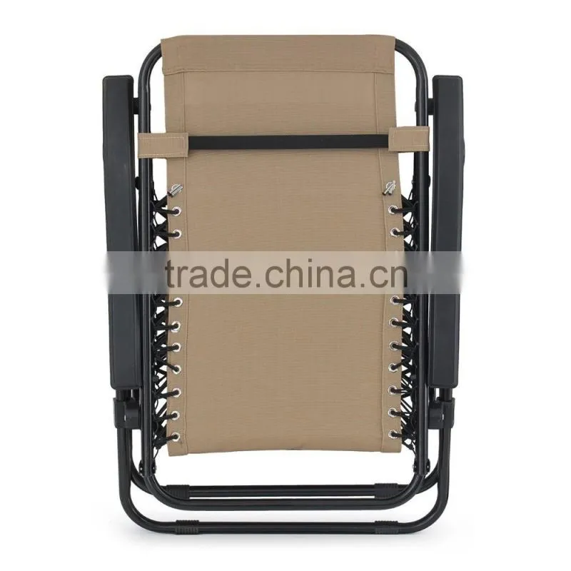 2 Pack Garden Teslin Pool Tan Folding Zero Gravity Lounge Chair