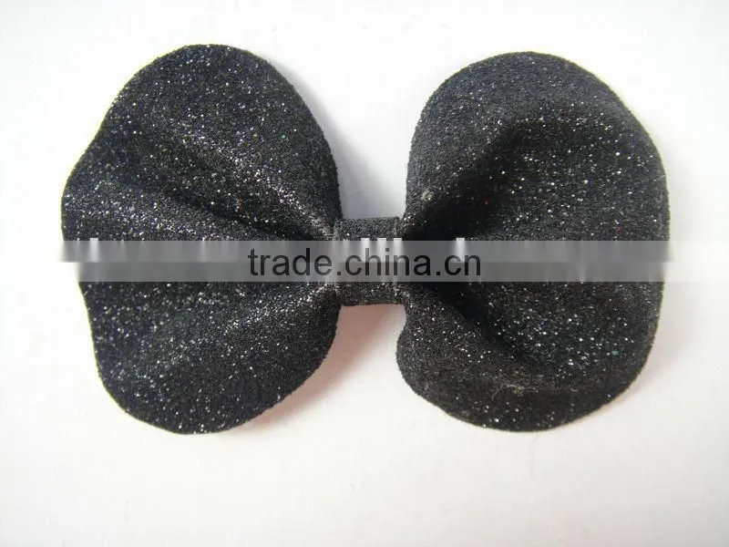 CF0162 Fashion handmade glitter black bow cloth flowers for kids