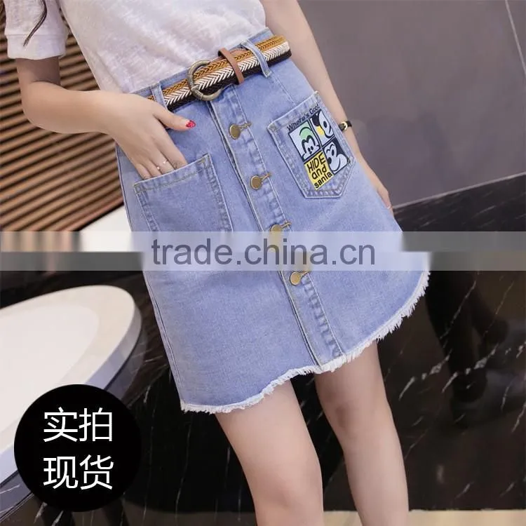 Latest Skirt Design Print For Women Fancy Short Denim Jeans Skirt