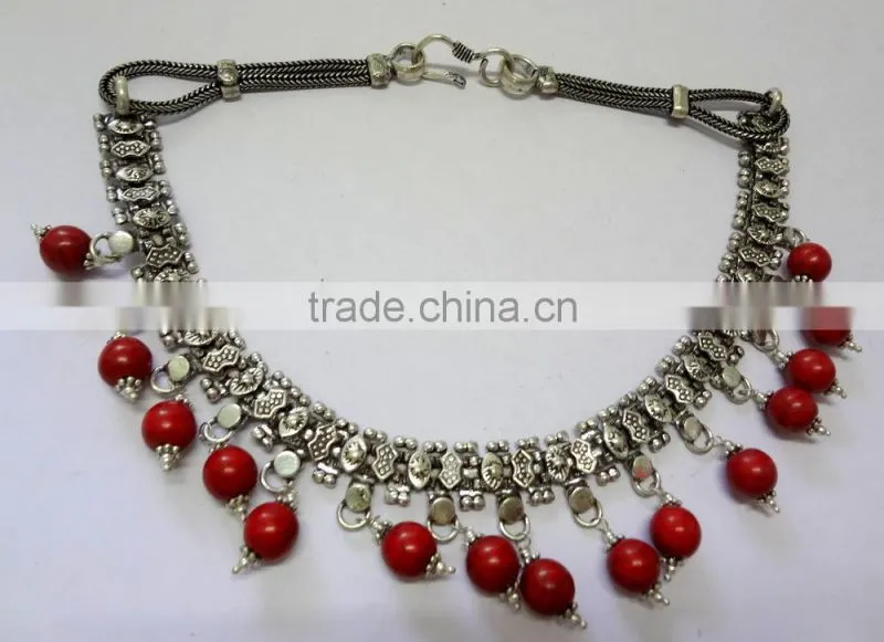 Latest Design Handmade Turquoise Stone Necklace with earrings