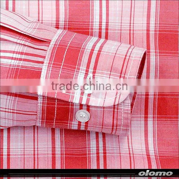 plaid three button collar casual mens red flannel shirt