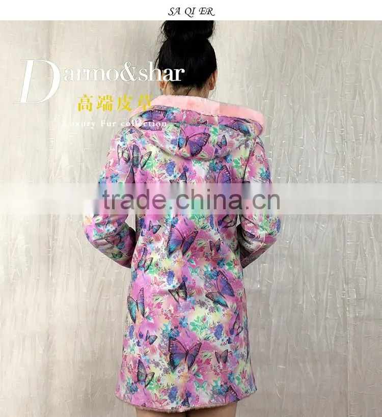 New Genuine Sheep Leather Print Jacket Reall Sheep Sheared Fashion Coat Casual Top Sale Merino Sheep Fur Overcoat