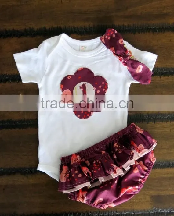 Newborn Baby Bodysuit Baby Girl Gift Set 3 -24 months Organic Ruffled Bloomers With Bodysuit Baby Girls Outfit Cute Cake Shirt