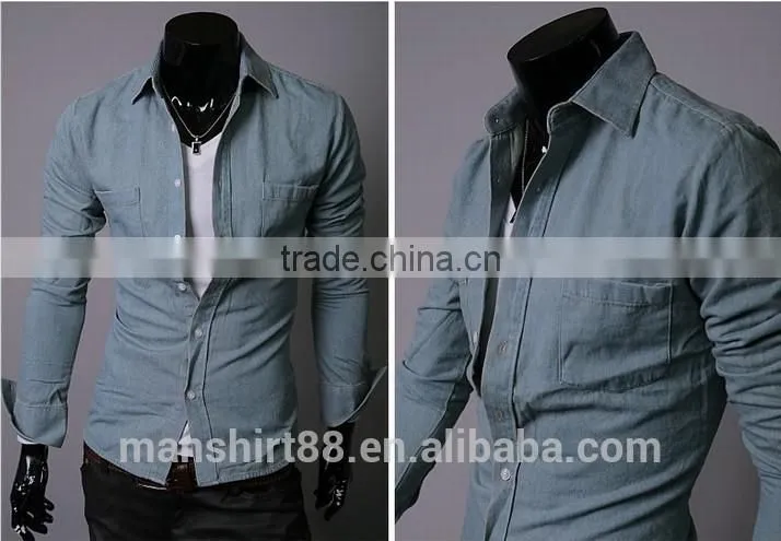 2016 latest slim fit designer washed denim shirt